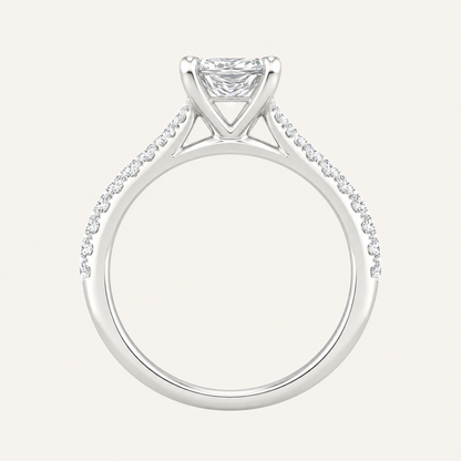 1.75CT Princess Cut Lab Grown Diamond Side Stone Ring