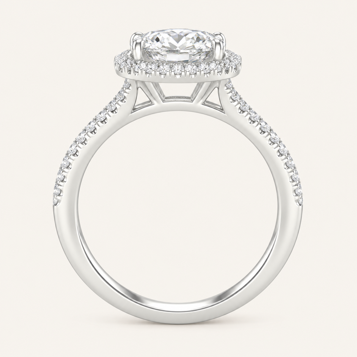 2.25CT Round Cut Lab Grown Diamond Halo Side Stone Ring