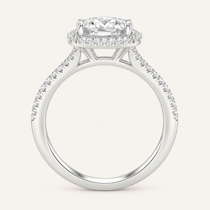 2.25CT Round Cut Lab Grown Diamond Halo Side Stone Ring