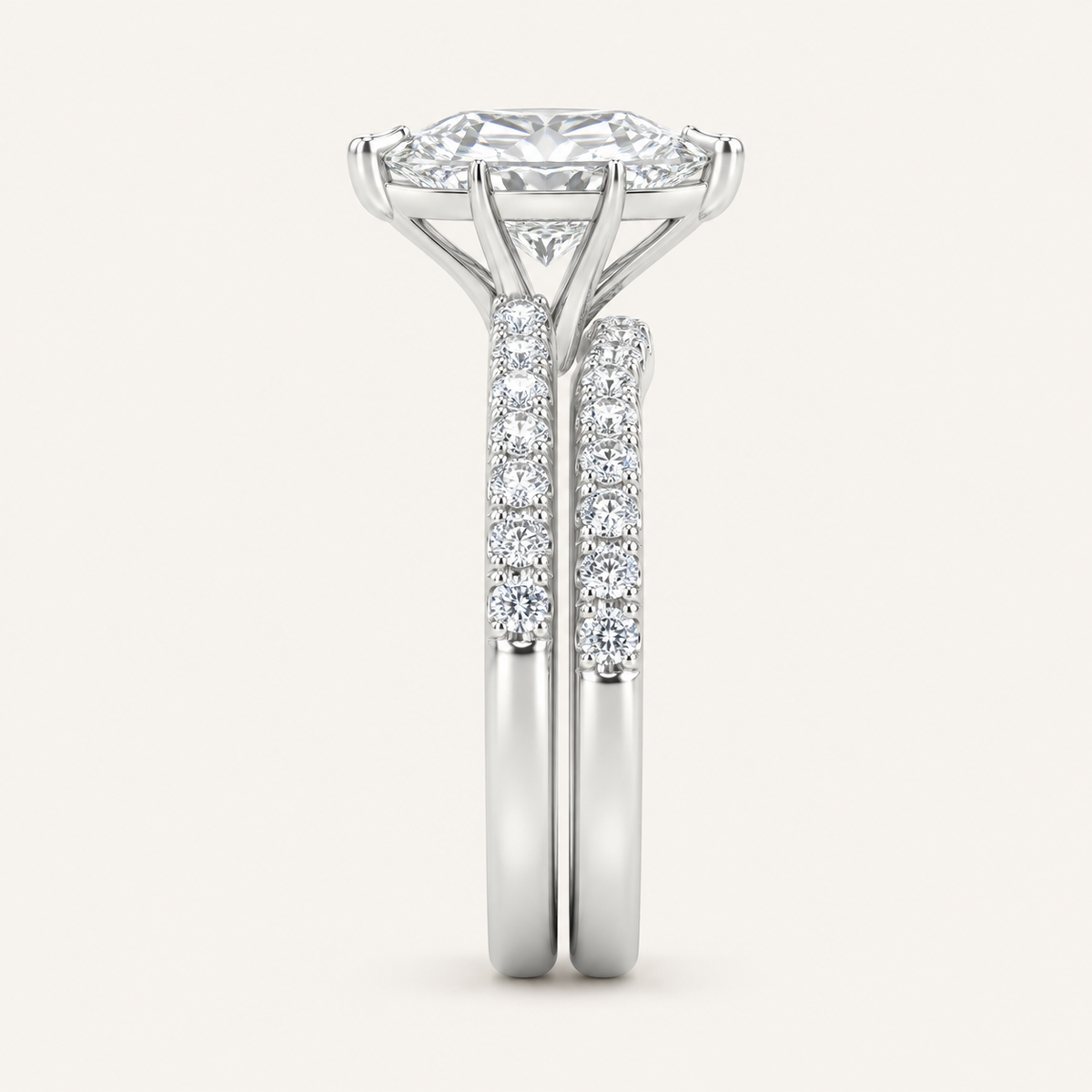 2.33CT Pear Cut Lab Grown Diamond Ring Set