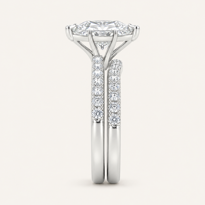 2.33CT Pear Cut Lab Grown Diamond Ring Set