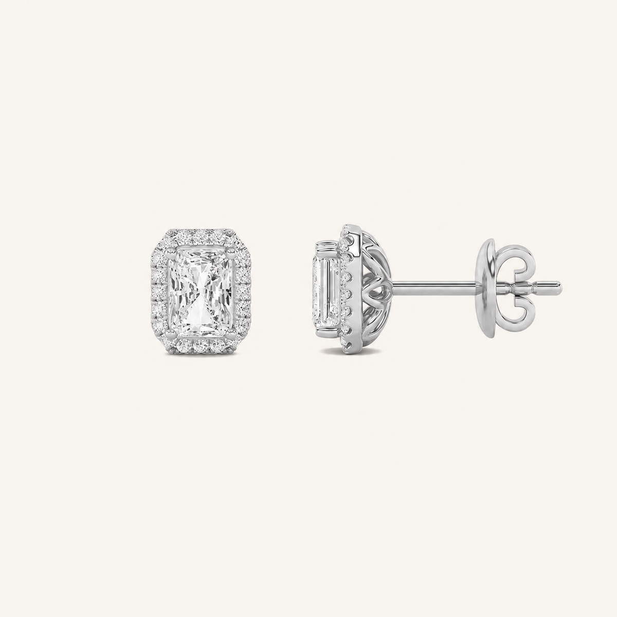 2CT Radiant Cut Lab Grown Diamond Earrings