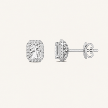 2CT Radiant Cut Lab Grown Diamond Earrings