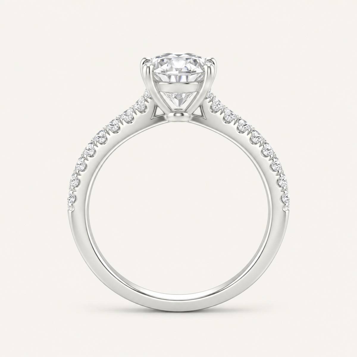 1.75CT Oval Cut Lab Grown Diamond Side Stone Ring