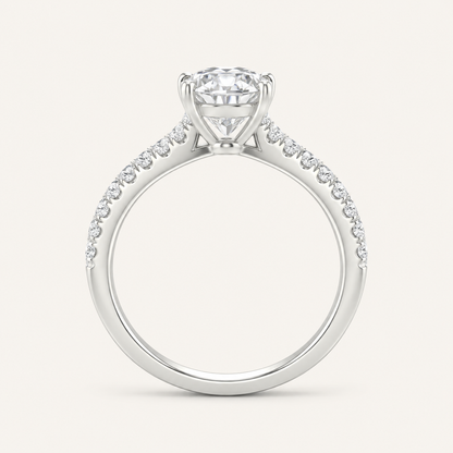 1.75CT Oval Cut Lab Grown Diamond Side Stone Ring