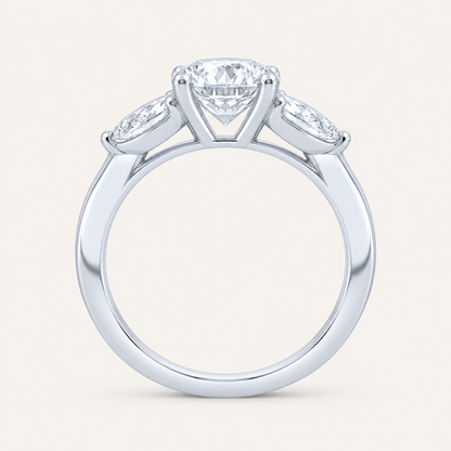 1.50CT Round Cut Lab Grown Diamond Three Stone Ring