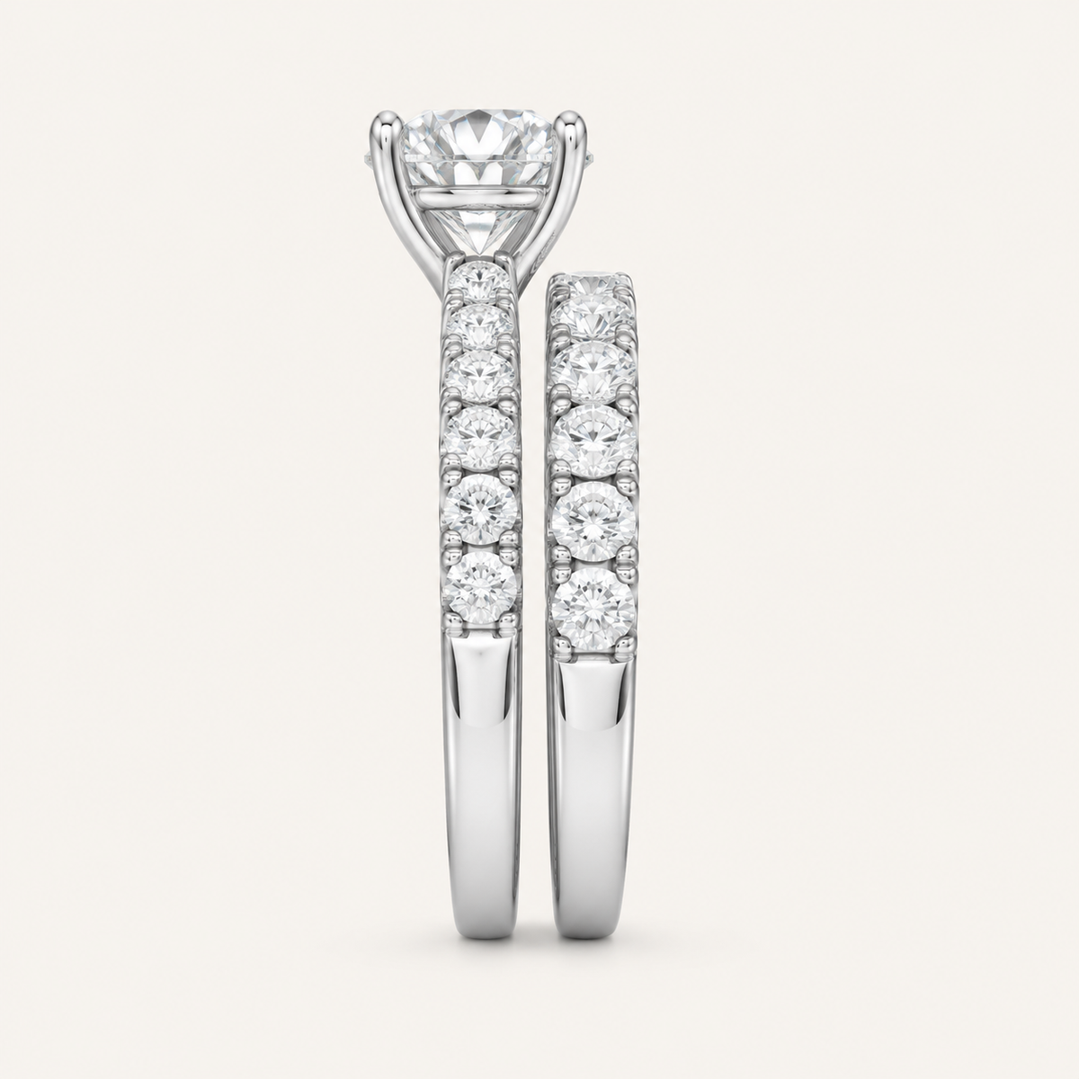 2.40CT Round Cut Lab Grown Diamond Bridal Set