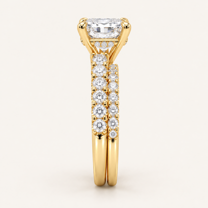 2.44 CT Princess Cut Lab Grown Diamond Bridal Set