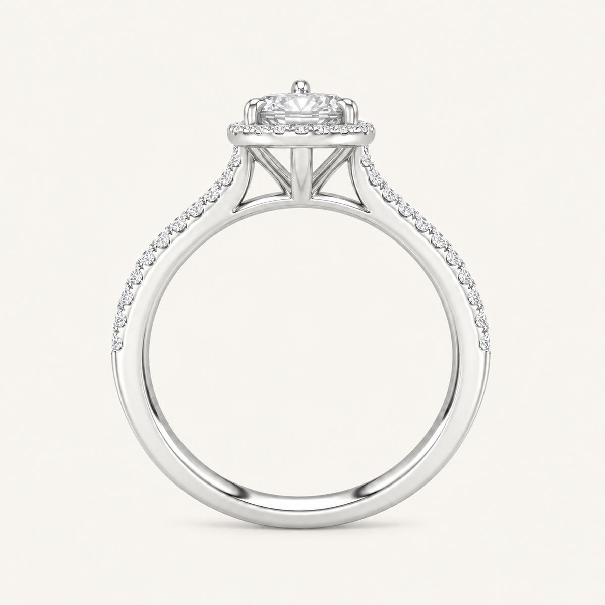 2.25CT Pear Cut Lab Grown Diamond Halo Side Stone Ring