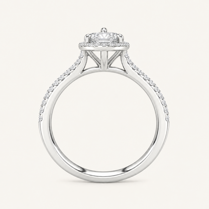 2.25CT Pear Cut Lab Grown Diamond Halo Side Stone Ring
