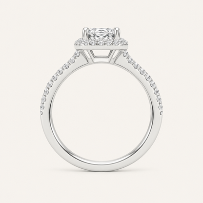 2.25CT Princess Cut Lab Grown Diamond Halo Side Stone Ring