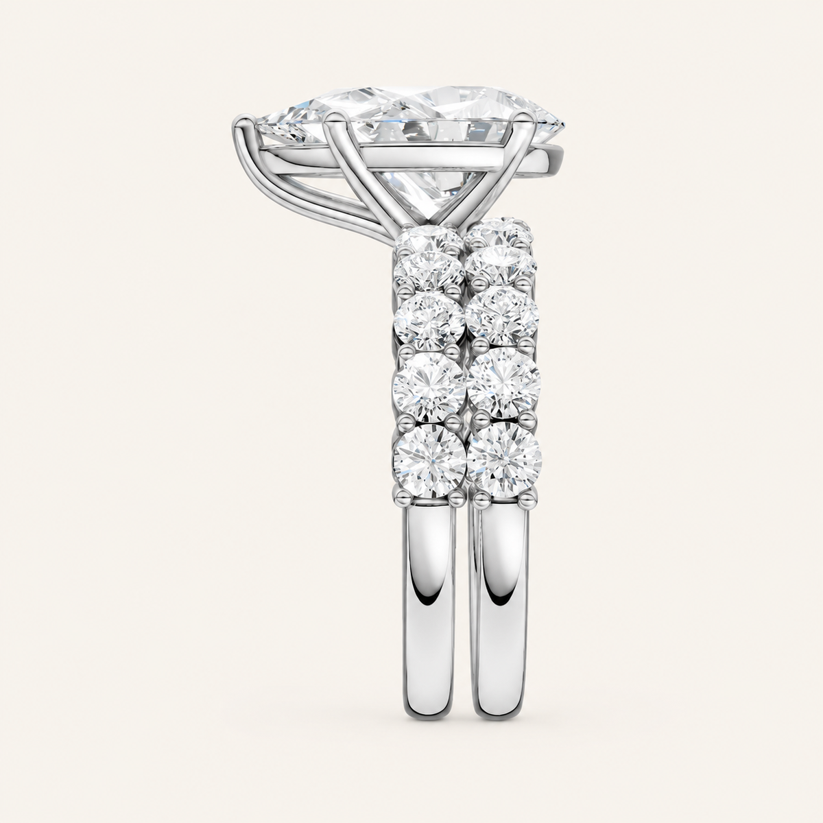 5.00CT Pear Cut Lab Grown Diamond Bridal Set