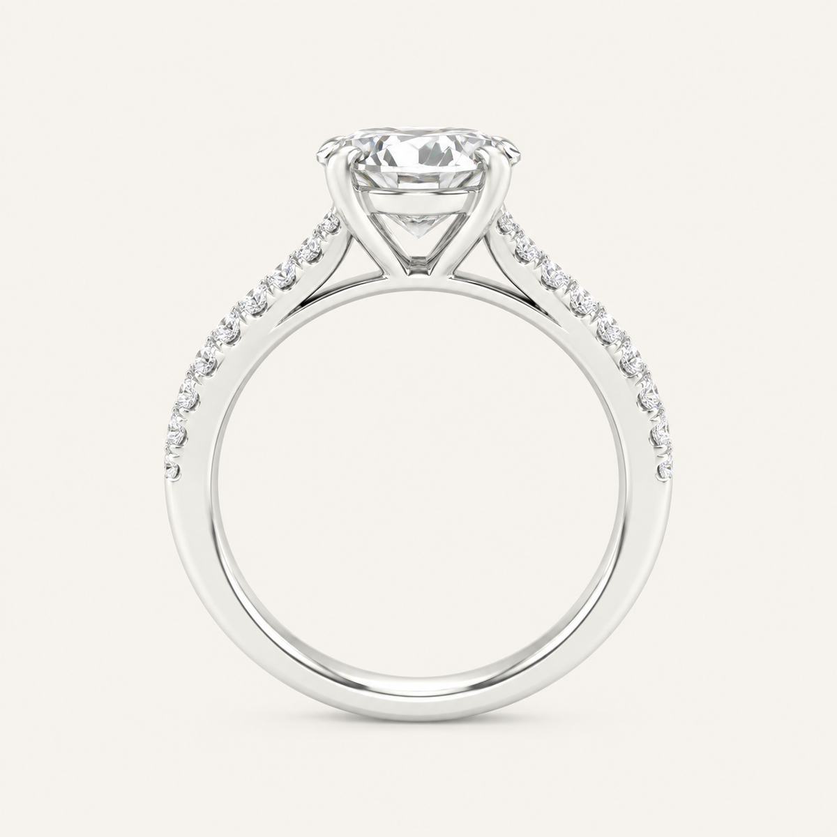 2.25CT Oval Cut Lab Grown Diamond Side Stone Ring