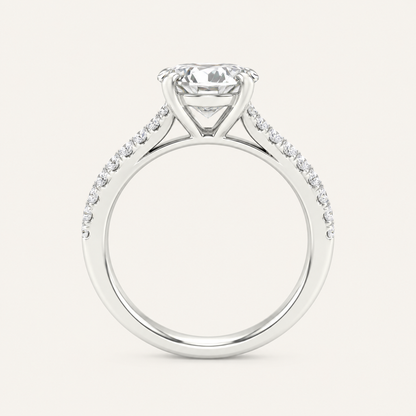2.25CT Oval Cut Lab Grown Diamond Side Stone Ring