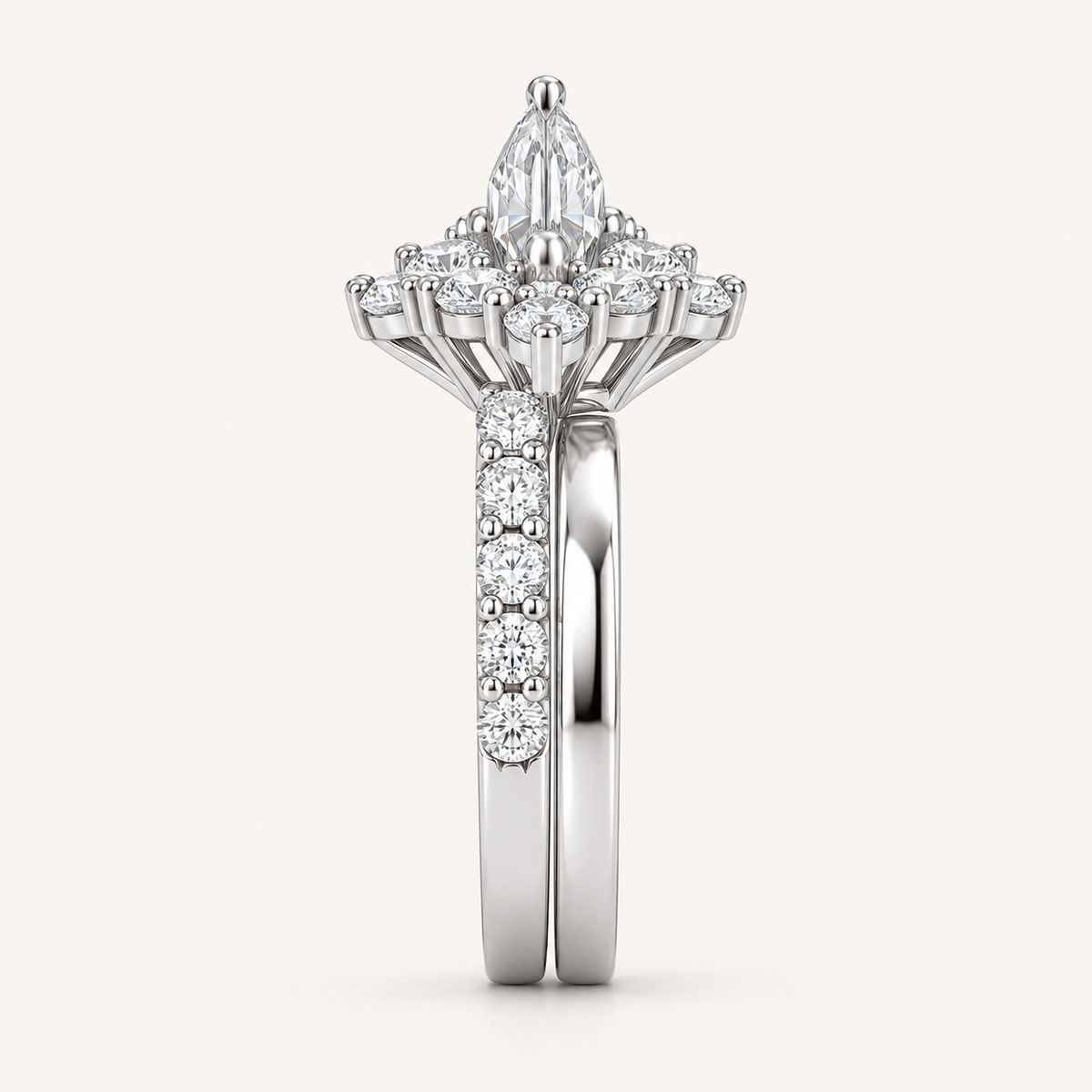 3.00CT Pear Cut Lab Grown Diamond Bridal Set
