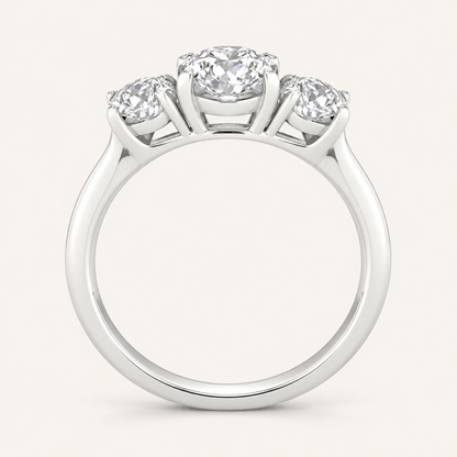 3.00CT Round Lab Grown Diamond Three Stone Ring