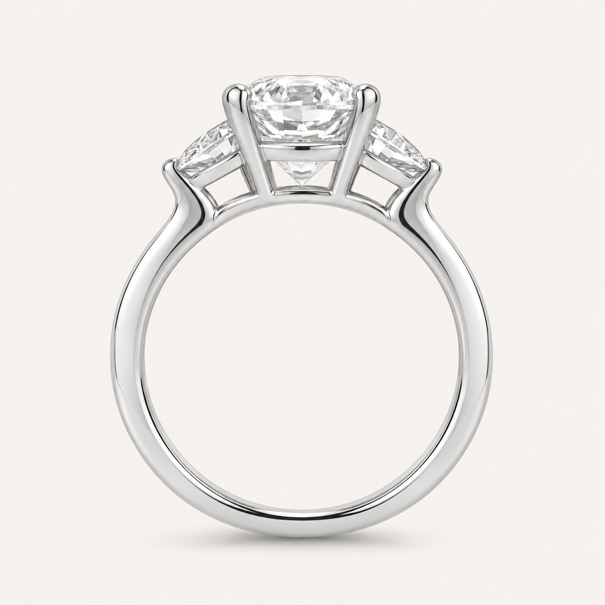 3.94CT Oval Cut Lab Grown Diamond Three Stone Ring