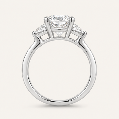 3.94CT Oval Cut Lab Grown Diamond Three Stone Ring
