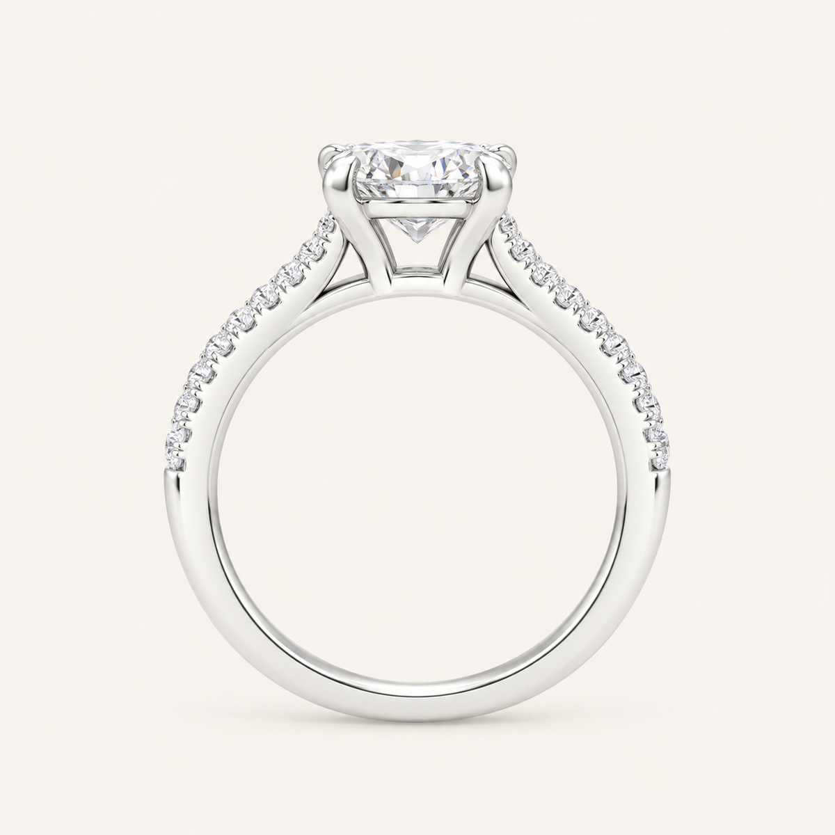 2.25CT Round Cut Lab Grown Diamond Side Stone Ring