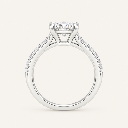 2.25CT Round Cut Lab Grown Diamond Side Stone Ring