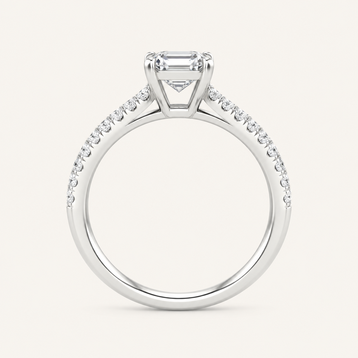1.75CT Emerald Cut Lab Grown Diamond Side Stone Ring