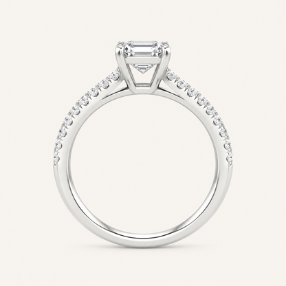 1.75CT Emerald Cut Lab Grown Diamond Side Stone Ring