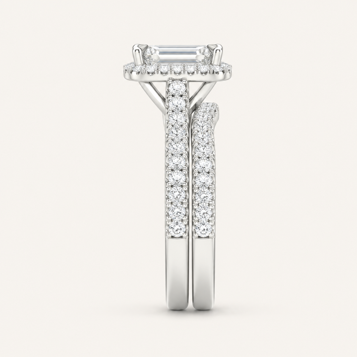 1.75CT Emerald Cut Lab Grown Diamond Bridal Set