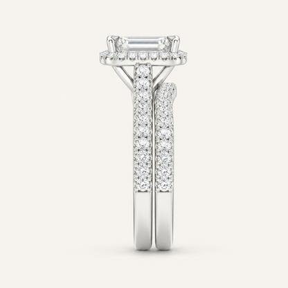 1.75CT Emerald Cut Lab Grown Diamond Bridal Set