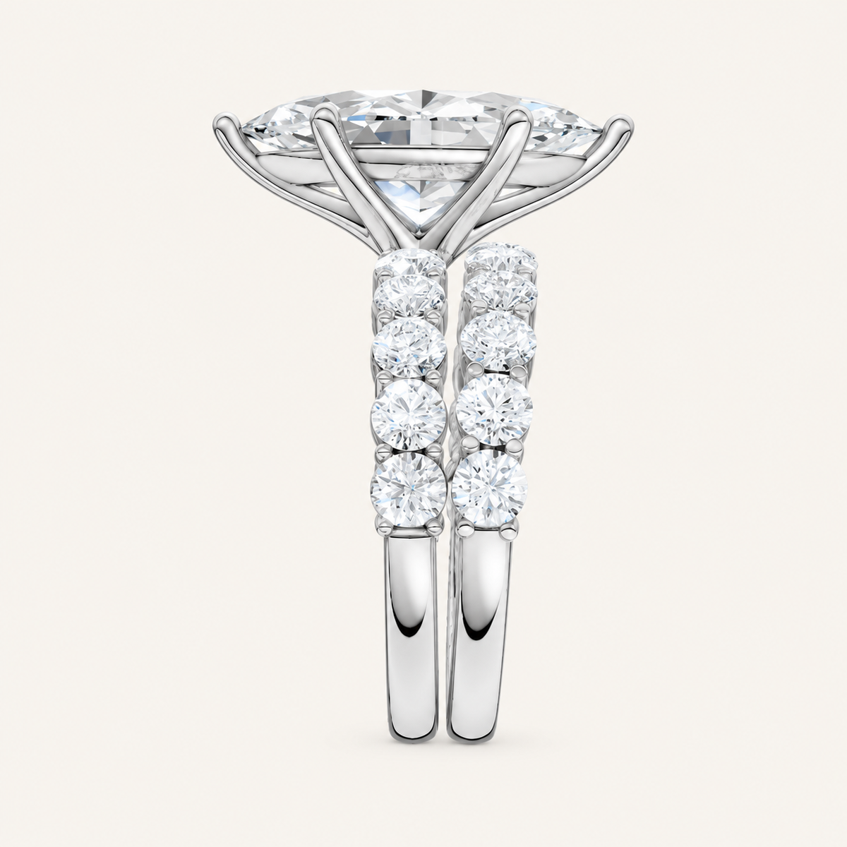 5.00CT Pear Cut Lab Grown Diamond Bridal Set