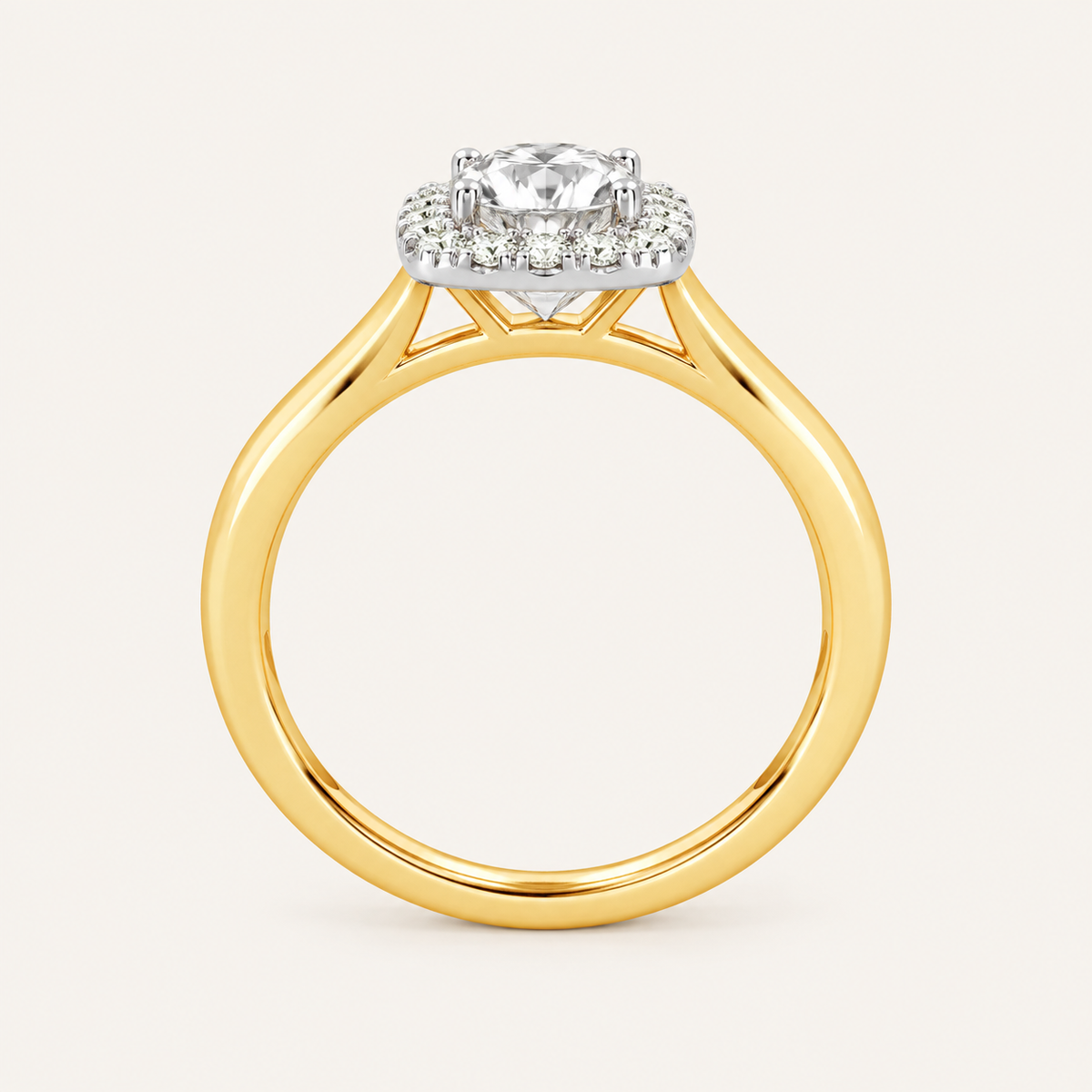 1.00CT Round Cut Lab Grown Diamond Halo Side Stone Ring