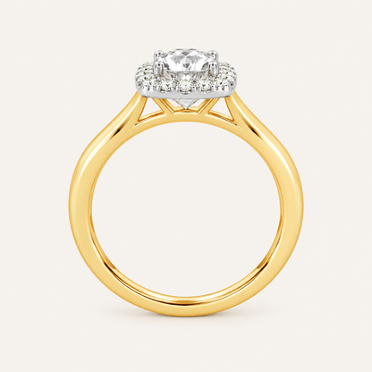 1.00CT Round Cut Lab Grown Diamond Halo Side Stone Ring