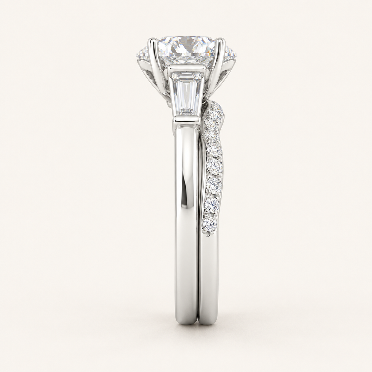 2.15 CT Round Cut Lab Grown Diamond Bridal Set