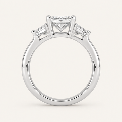 2.76CT Radiant Cut Lab Grown Diamond Three Stone Ring