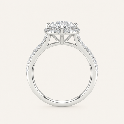 1.75CT Pear Cut Lab Grown Diamond Halo Side Stone Ring