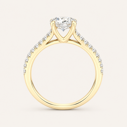1.25CT Round Cut Lab Grown Diamond Side Stone Ring