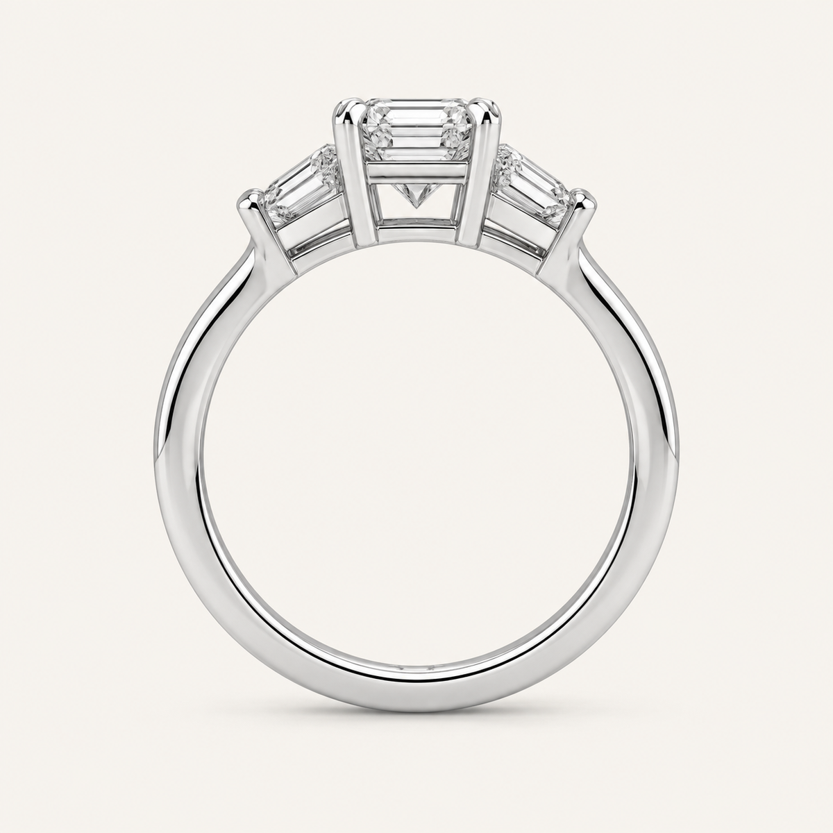 1.57CT Emerald Cut Lab Grown Diamond Three Stone Ring