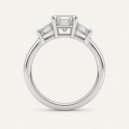 1.57CT Emerald Cut Lab Grown Diamond Three Stone Ring