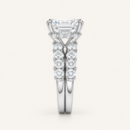 5.00CT Emerald Cut Lab Grown Diamond Bridal Set