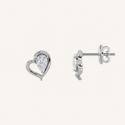0.5CT Pear Cut Lab Grown Diamond Heart Shaped Earrings