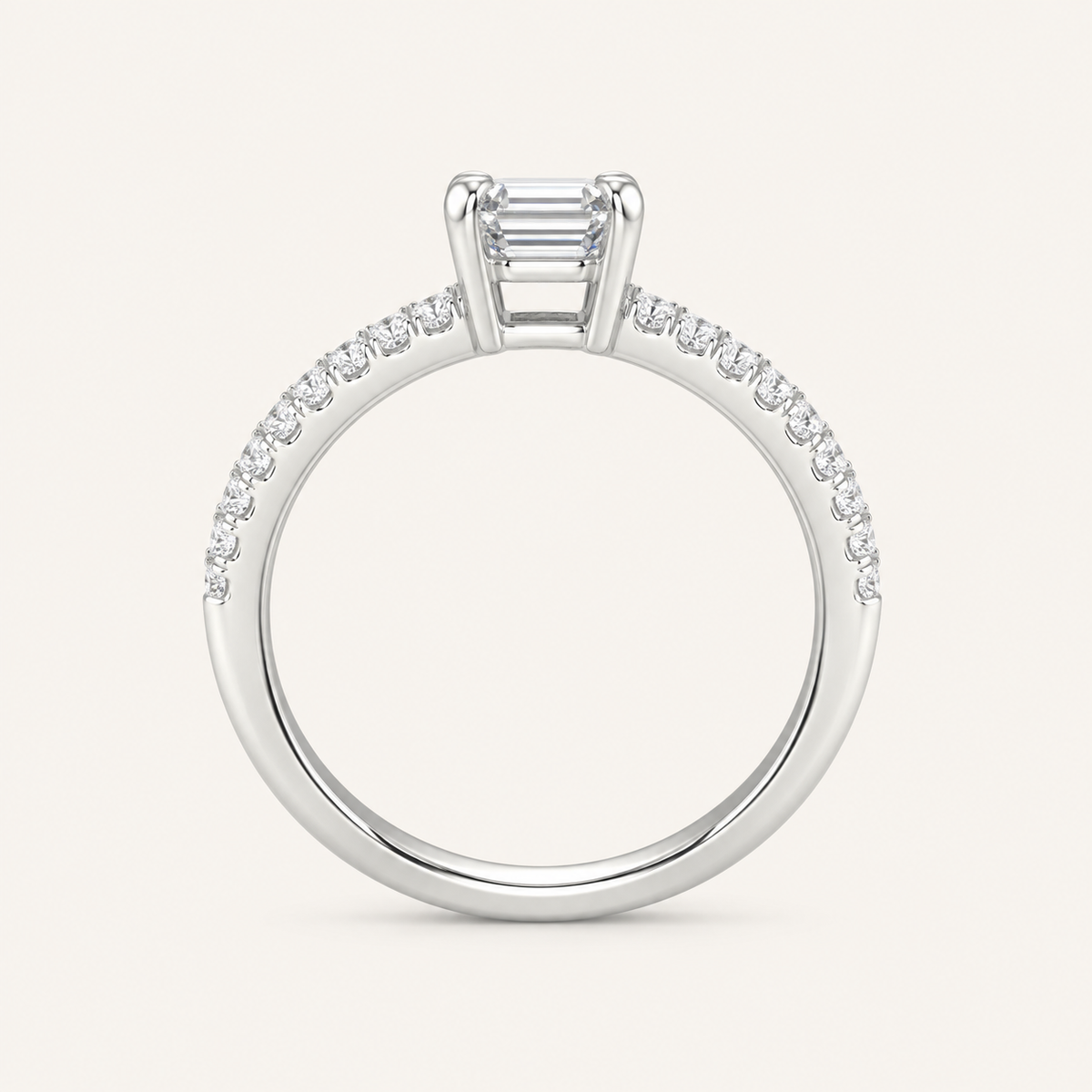 1.16CT Emerald Cut Lab Grown Diamond Halo Side Stone Ring