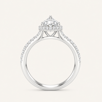 1.25CT Pear Cut Lab Grown Diamond Halo Side Stone Ring