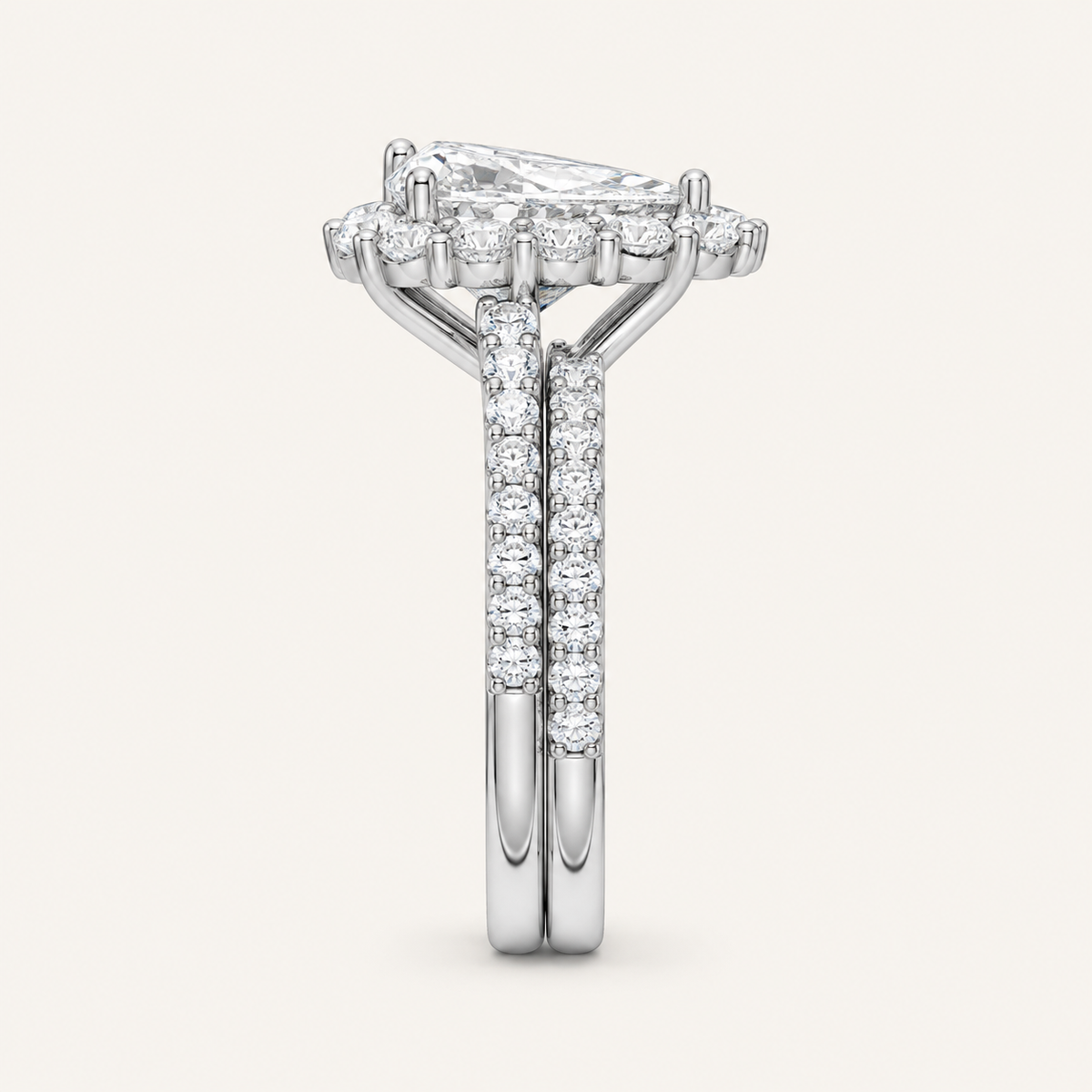2.50CT Pear Cut Lab Grown Diamond Bridal Set