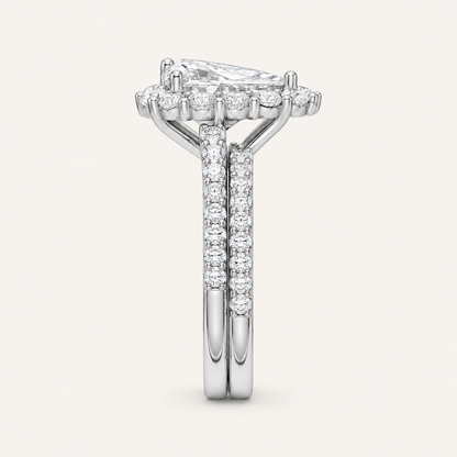 2.50CT Pear Cut Lab Grown Diamond Bridal Set