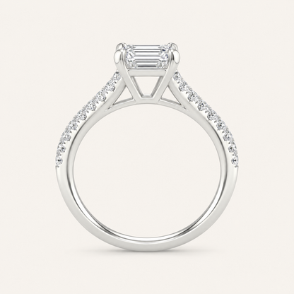 2.25CT Emerald Cut Lab Grown Diamond Side Stone Ring