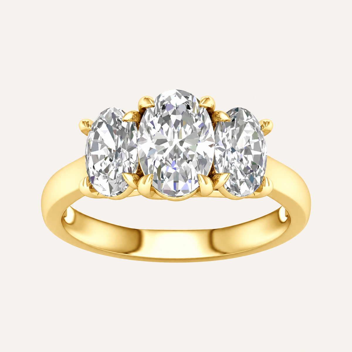 3.00CT Oval Cut Lab Grown Diamond Three Stone Ring