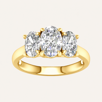 3.00CT Oval Cut Lab Grown Diamond Three Stone Ring