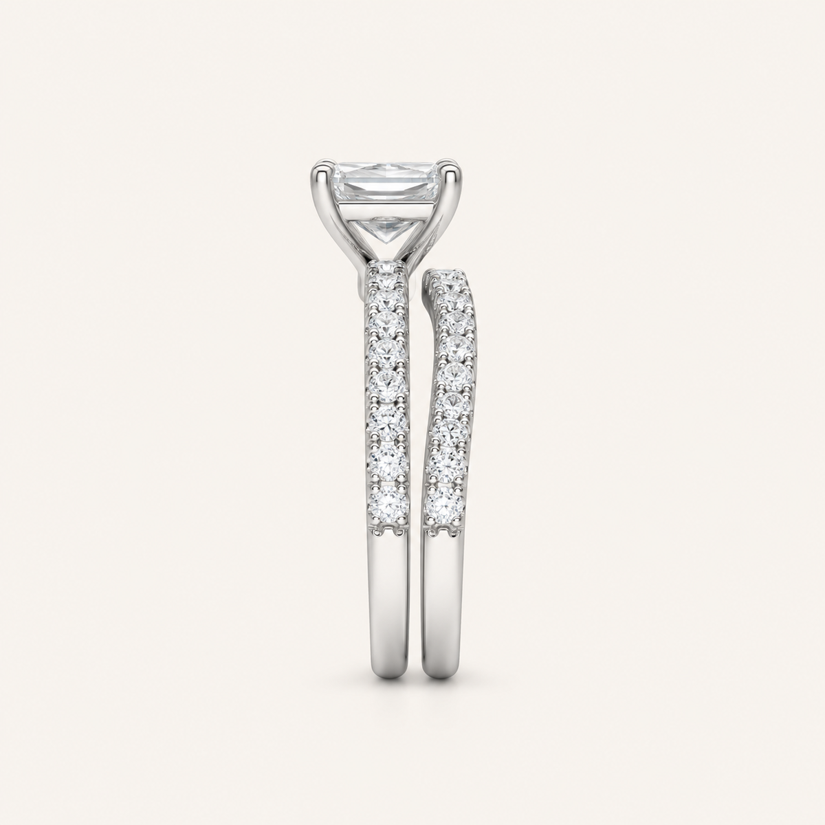2.50CT Princess Cut Lab Grown Diamond Bridal Set