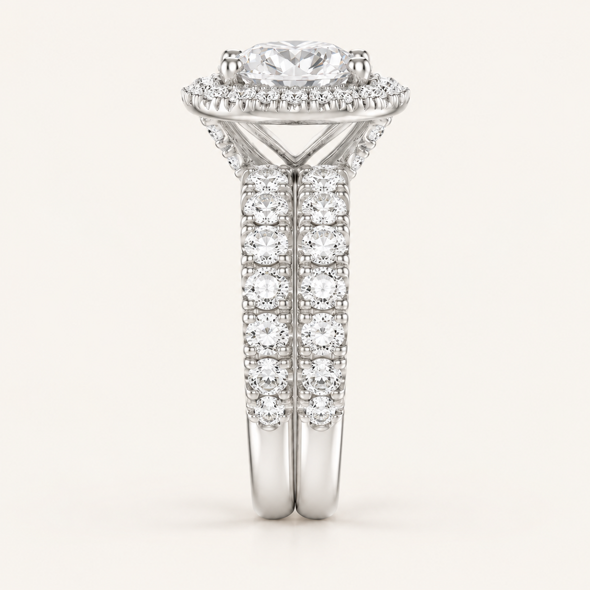 1.66CT Round Cut Lab Grown Diamond Bridal Halo Set