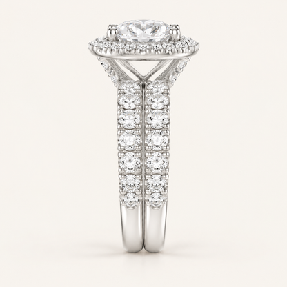 1.66CT Round Cut Lab Grown Diamond Bridal Halo Set