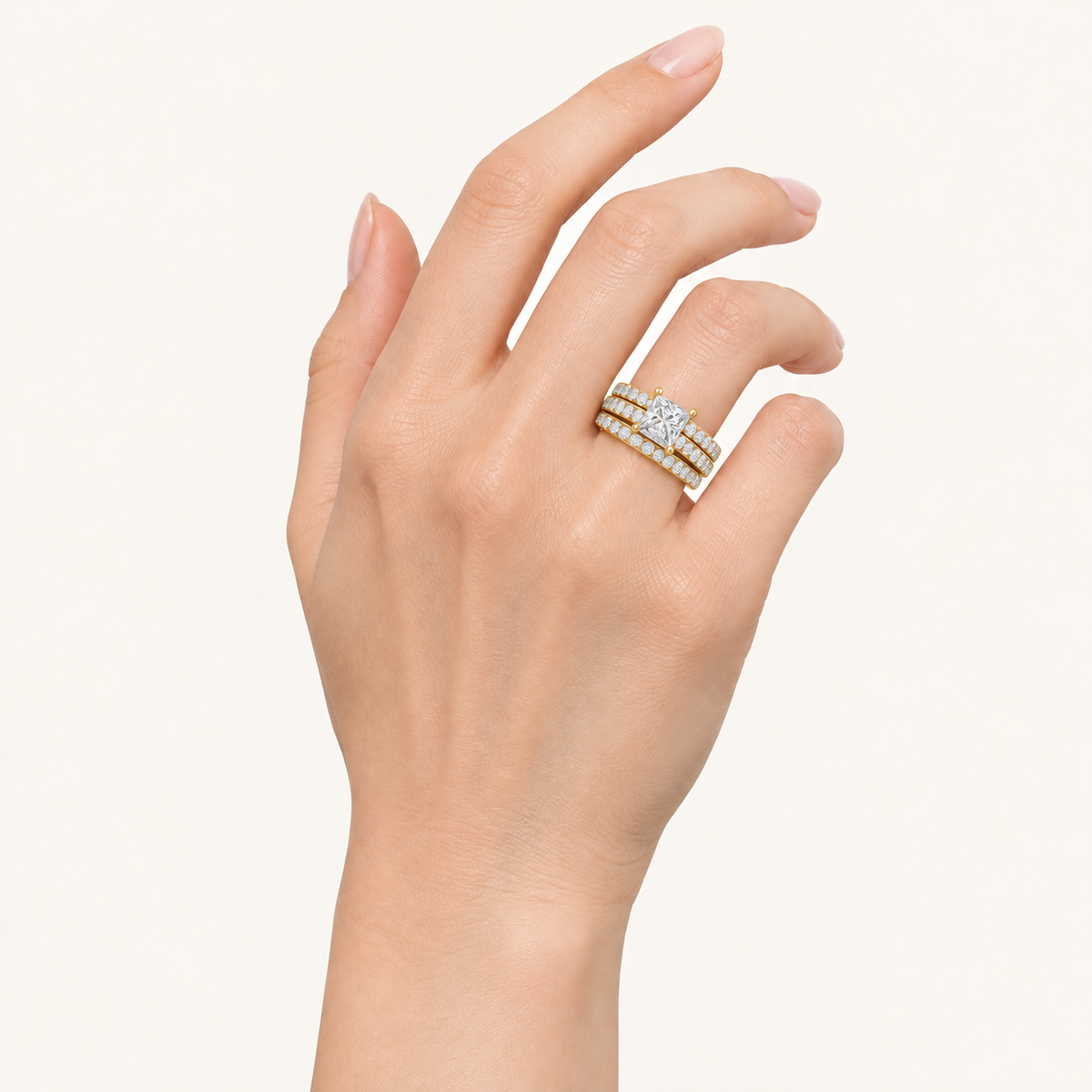 1.76 CT Princess Cut Lab Grown Diamond Band Set